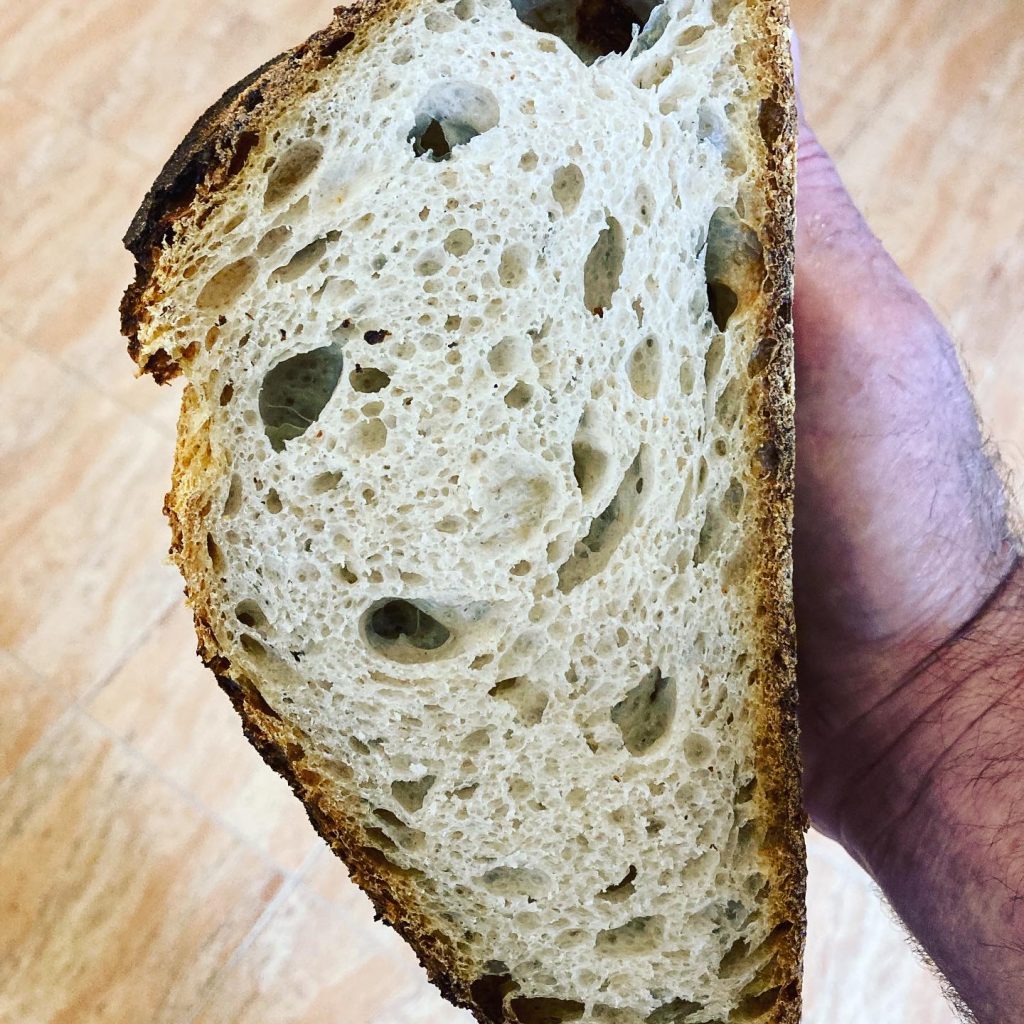Sourdough Community bread cut